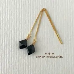 16kgpアメリカンピアス / ブラックオニキス ダイヤカット