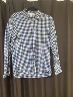 H&M 青と白のチェック柄 長袖シャツ EUR S