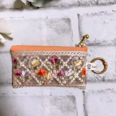 インド刺繍リボン　ポーチ　マルチポーチ　ハンドメイド　ミニポーチ　NO3894