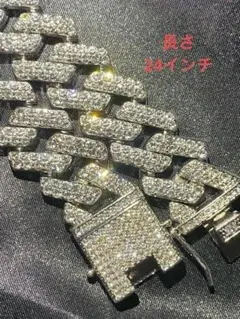 極太幅20mm 24インチ方型 czダイヤ　マイアミ　キューバンチェーンシルバー