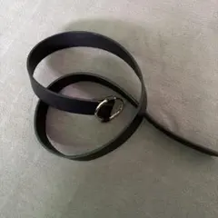 ブラックレザー ベルト ラウンドバックル 男女兼用