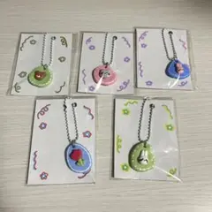 ハンドメイド キーホルダー クレイ アニマル レトロ ポップ 5点セット