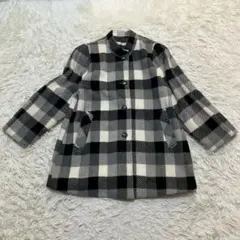 レディース　ウールコート　日本製　チェック柄　アウター　ジャケット　着回し　上品