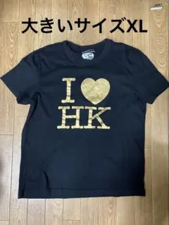 GIORDANO 半袖 Tシャツ I LOVE HK 黒のサムネイル