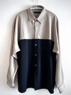 RAGEBLUE ラグイージー/切替デザインシャツ　ブラックxベージュ　L