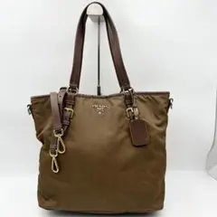 プラダ トートバッグ 2way ゴールド金具 サフィアーノ レザー ナイロン