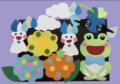 No.25 梅雨の壁面飾り　あじさい　てるてる坊主　かえる　6月壁面飾り　保育