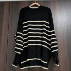 ikkaストライプ オーバーサイズニット 長袖