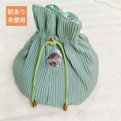 ⭐️訳あり未使用⭐️巾着袋 PUレザー 化粧ポーチ おしゃれ 小物入れ グリーン