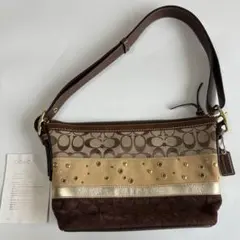 COACH ワンショルダーバッグ　異素材　シグネチャー　パッチワーク