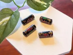 模様入り とんぼ玉 4個セット（ブラック）