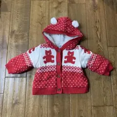baby GAP クマ耳フード付きニットパーカー 70cm