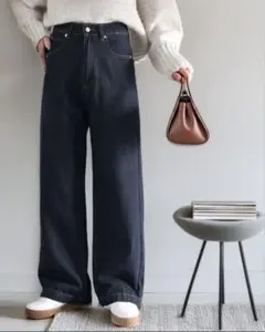 ハイウエスト ルーズ デニム パンツ