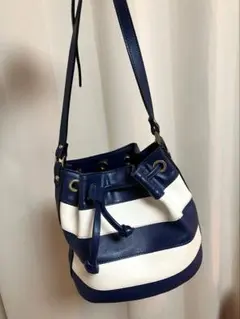 ジャンニノターロ　ストライプ　マリンショルダーバック