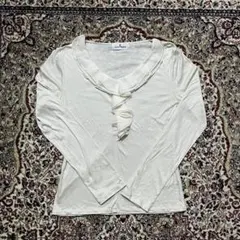 courrèges フリル付き長袖Tシャツ レーヨン　コットン　　　ホワイトのサムネイル