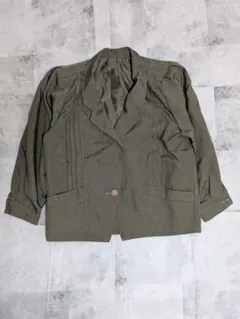 80‘s Vintage 肩パッド入り ジャケット 11号 カーキ　春夏