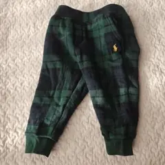 ポロ・ラルフローレン　刺繍入り緑と黒のチェックパンツ　12M