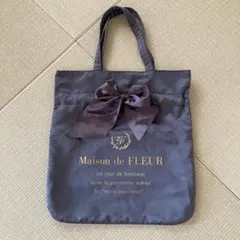 Maison de FLEUR リボン付きトートバッグ スモーキーブルー