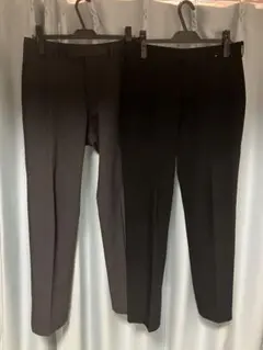 感動パンツ 2本セット ウエスト79cm股下77cm 黒ダークグレーのサムネイル