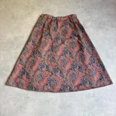 TALBOTS スカート リバティプリント ペイズリー柄 ネイビー コットン Lのサムネイル