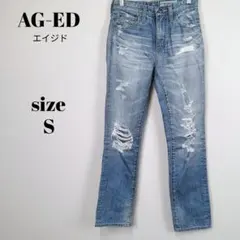 【a2029】AG-ED DENIM ストレート デニム 23 ダメージ加工