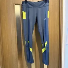 adidas ランニングレギンス 青, イエロー XL