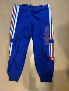 adidas ジャージパンツ 青 ブルー 赤ストライプ