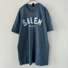 ギルダン【M】クルーネック 半袖Tシャツ カレッジ ロゴ 青 綿混 お出かけ