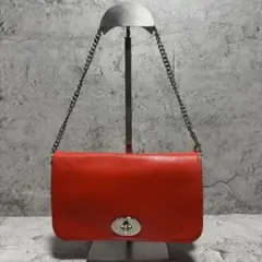 美品✨️COACH 2way アクセサリーポーチ チェーン ターンロック オレンジ