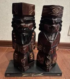 【身を守る「お守り」に】 北海道　アイヌ ニポポ　木製木彫り 2体セット