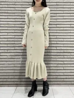 snidel 2wayフロントボタンニットワンピース