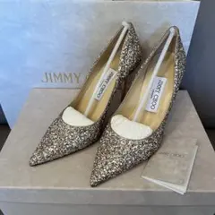 yyy様専用♡未使用品JIMMY CHOO 341/2グリッターパンプスゴールド