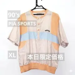 PIA SPORTS 90s 半袖シャツ 麻混XL 薄手 ライカ ヴィンテージのサムネイル