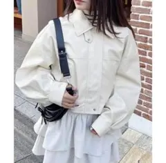 INGNI フェイクレザーショートブルゾン　フェイクレザー　冬　春　デート　短丈