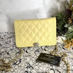 CHANEL シャネル ボーイシャネル チェーンウォレット イエロー