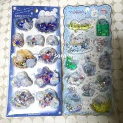 ❤シマエナガ❤キラリンウォーターシール　スパンコールパーティーステッカー　２点