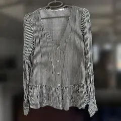 ZARA Trafaluc ストライプ 長袖ブラウス ペプラムのサムネイル