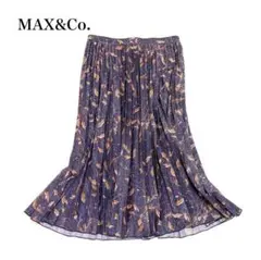 MAX&Co. パープル系 ラメ プリーツスカート リーフ柄 ウエストゴム Lのサムネイル