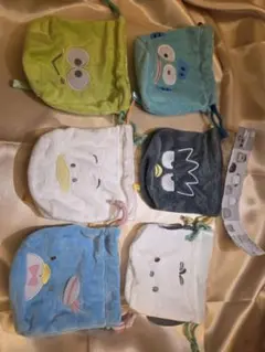 はぴだんぶい　ふわふわフェイス巾着　コンプリート