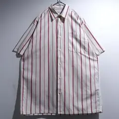ユーロ ホワイト 白 & レッド 赤 ストライプ 半袖シャツ 古着のサムネイル