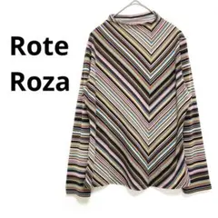 ローテローザ　ハイネック　カットソー(M-L)韓国製　長袖　マルチボーダー