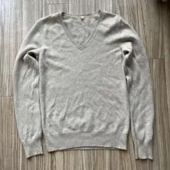 【3月末削除予定】無印良品　カシミヤ100% ベージュ Vネックセーター M