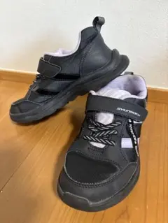 21.0cm EE 瞬足 キッズシューズ ブラック/パープル ストラップ付き