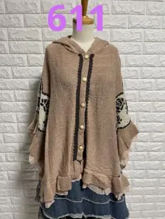 axes femmeフード付き花柄ポンチョ 611