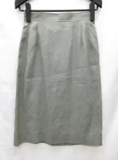フェラガモ スカート 42 リネン 100％ イタリア製 グリーン系（109）a