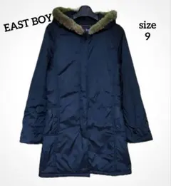 EAST BOY 中綿コート フード付きジップアップジャケット ネイビー