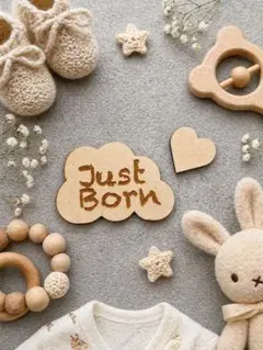 レターバナー　雲☁️Just Born +♡つき　ニューボーンフォト　新生児