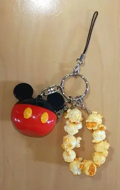 ディズニー ポップコーン キーチェーンストラップ キーホルダー ミッキーマウス