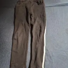 130cm裏起毛　白線２本線　黒スウェット生地　中古