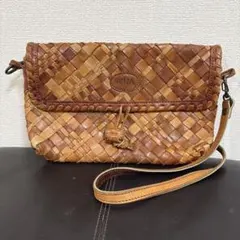 IRIZA イビサ 編み込みレザーショルダーバッグ 茶 ブラウン